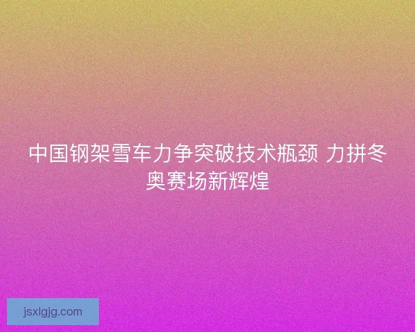 中国钢架雪车力争突破技术瓶颈 力拼冬奥赛场新辉煌